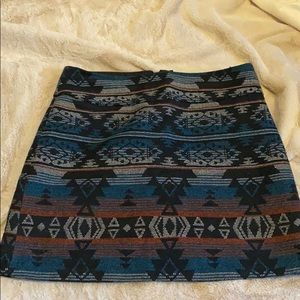 Wool Aztec printed wool skirt